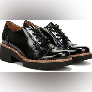 Naturalizer Cabaret Loafer Womens 7 Black Chunky Heel Lace Up Lug Shoes